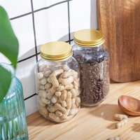 Bocaux en verre Mason à large ouverture de 32 oz (1000 ml) avec couvercle hermétique en métal doré