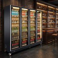 4 Transparent Glass Doors Display Fridge Air Cooling Beverage Refrigerator Cabinet for Commercial Shops Stores Supermarket