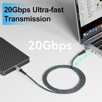 LUNG KAY Kabel USB C ke C 20Gbps USB 3.1 Gen 2 100W 5A Pengisian Cepat Kabel Data Tipe-C Berbahan Nilon untuk Samsung VR Laptop