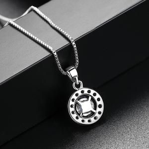 LUOTEEMI-Colgante redondo de diamantes de circonia cúbica de alta calidad, corazón y flechas cortadas, collar <span class=keywords><strong>Sona</strong></span>, gran oferta - Product Image 6