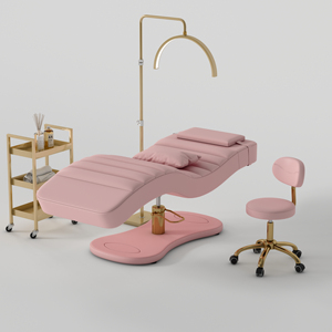 Factory Custom Foldable Adjustable Beauty Lashista Eyelash Massage Table Spa Salon Facial Chair Pink Curve Lash Bed - Product Image 1
