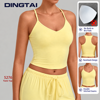 Débardeur d'entraînement Dingtai Sweetheart à col en V et dos nageur pour femme, double couche non rembourrée, effet seconde peau, pour yoga et course à pied