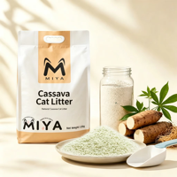 Litière pour chat avancée à base de manioc, agglomérante, faible en poussière, résistante à l'humidité, contrôle des odeurs, hautement absorbante, naturelle