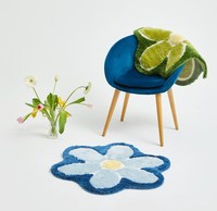 Tapis antidérapant en forme de fleur de pétale - Tapis antidérapant pour la décoration de la maison, coussin en polyester doux et touffeté avec bordure brodée