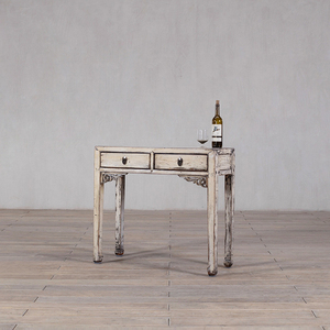 <span class=keywords><strong>Bureau</strong></span> traditionnel chinois en <span class=keywords><strong>laque</strong></span> blanche à 2 tiroirs, table <span class=keywords><strong>console</strong></span> multifonctionnelle avec plateau sculpté à la main - Product Image 3