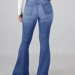 Jeans pour femmes en gros à bas prix, jeans décontractés de haute qualité, jeans vintage délavés à l'acide, jeans skinny évasés pour femmes - Product Image 3