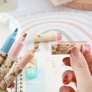 Bộ của 6 Macaron Highlighter bút capybara Pastel màu xiên bàn chải tip dễ thương huỳnh quang Bút Đánh Dấu cho vẽ văn phòng phẩm - Product Image 3