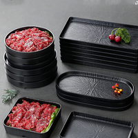 Assiettes à dîner de plats de mélamine de rectangle japonais noir pour la cuisine