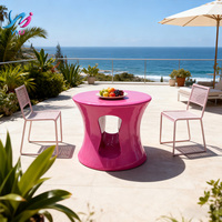 Moderner Konvertierbarer Langlebiger Rosa Outdoor-Fiberglas-Kaffeetisch/Beistelltisch mit Verstellbarer Höhe, Stauraum, Einfacher Reinigung und Anpassbarkeit