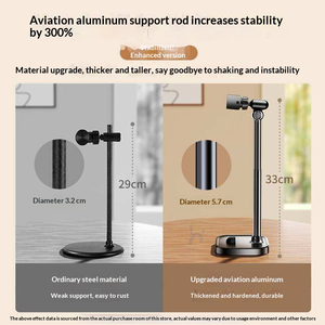 Soporte para Teléfono para Transmisión en Vivo, 360 °   Soporte de Escritorio Giratorio para Tomas Aéreas con Altura Ajustable y Ranura Doble, Suministro al por Mayor - Product Image 2