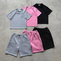T-shirt et short courts surdimensionnés à coupe et couture personnalisés en éponge française