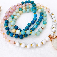 Nouveau Design 8mm Pierre Naturelle Pierre De Lune Pendentif À La Main Perles De Guérison Gemme 108 Mala Collier Femmes Bijoux Blanc Howlite