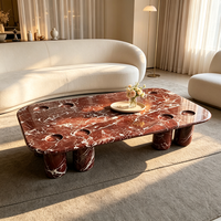 Table basse moderne en marbre Calacatta Viola Ross Lavento avec structure en métal pour salon, meubles de maison