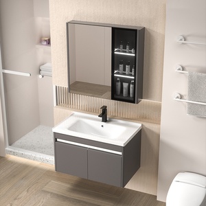 Mueble de <span class=keywords><strong>Baño</strong></span> Moderno de Acero Inoxidable Lacado, Montado en la Pared, 600 mm - Product Image 2