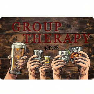 Insegna in Metallo 'Terapia di Gruppo Umoristica' Stile Retrò, Decorazione da Parete per <span class=keywords><strong>Bar</strong></span> e Pub, Targa Divertente per Man Cave, Home <span class=keywords><strong>Bar</strong></span>, Sala Giochi - Product Image 1