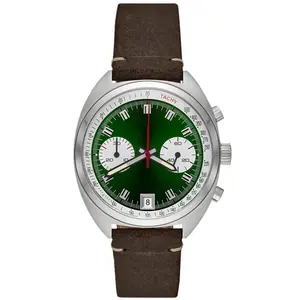 Relógio de pulso masculino, relógio de negócios 316l em aço inoxidável com pulseira de couro genuíno