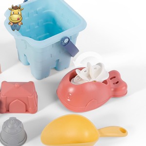 Ensemble de jouets de plage en PE souple pour enfants, 7 pièces, avec moules à sable château et baleine, pelle, sac filet, jouets d'été pour bac à sable extérieur - Product Image 5