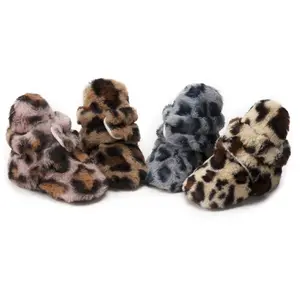 New arrival Leopard design coral fleece Thermal 0 2 years boy girl booties baby