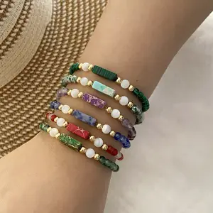 Original Design Geometric Natural Stone Bracelet Fashion Jewelry Beaded Shell Multi-color Hand Jewelry For Women