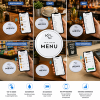 Etiqueta NFC Redonda de 10 cm (3.93 Pulgadas) en Blanco y Negro para Menú Digital, Placa de Menú Digital con Enlace Rápido para Restaurante