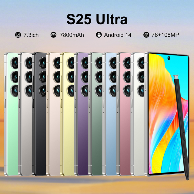 Latest S25 Ultra Smartphone 512GB ROM MTK Deca Core CPU 108MP Rear Camera AMOLED 120Hz HD Screen English/Spanish/German