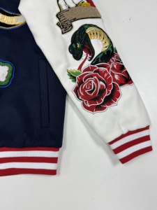 Custom Made OEM Service High-quality Vintage American-style Woolen Autumn Thick Breathable Anti-Bacterial Varsity <b>Jacket</b> Front - Product Image 4