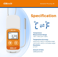 Enregistreur de données de température numérique USB Elitech RC-5+ TE avec sonde externe, enregistrement automatique PDF/Excel/TXT, enregistreur réutilisable en plastique
