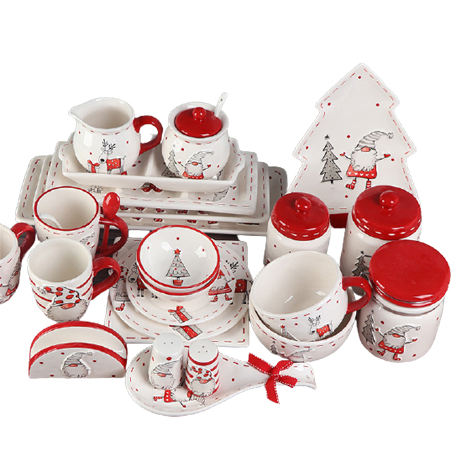 Ceramic Christmas Dinnerware Sets Decorative Santa Tableware Nordic Dinnerware Sets