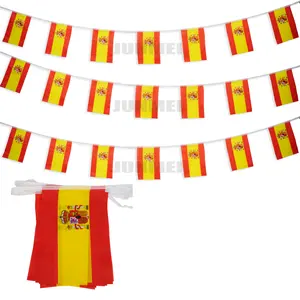 Custom 11*7.8 inch Spanish Pennants Custom Size Bar Decoration Polyester 26 ft Spanish String Flags