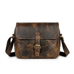 ZOLO LEATHERS Vintage Genuine Leather Small <b>Satchel</b> <b>Bag</b> with Buckle Closure Cross-Body Strap Unisex Daily Use Durable Design - Product Image 1