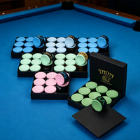 QK-03 9 pièces/boîte Craie de billard Taom professionnelle pour pointe de queue de snooker et de pool, haute densité, haute rotation, sans résidu, application fluide