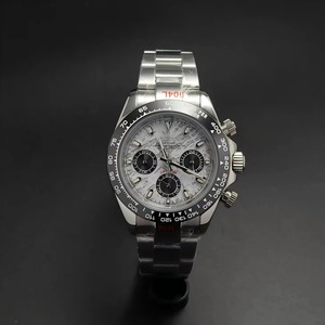 Montre chronographe à quartz pour hommes, 39mm, boîtier en acier, lunette en céramique noire, verre saphir avec mouvement VK63 - Product Image 1