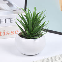 Planta Suculenta Artificial de 9x10.5cm, Ecológica, de Alta Simulación, en Maceta Blanca de Plástico Verde, Decoración de Escritorio para Interiores y Exteriores