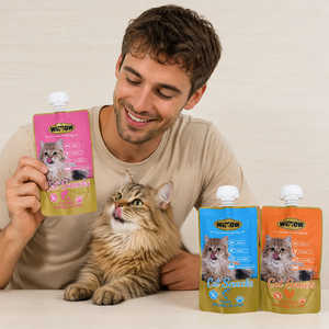 Cibo <span class=keywords><strong>Umido</strong></span> per Gatti Biologico Certificato con <span class=keywords><strong>Salmone</strong></span> e Pollo ad Alto Contenuto Proteico, Etichetta Privata, Prezzo all'Ingrosso, Confezione da 90g, Snack Gustosi per Animali Domestici - Product Image 4