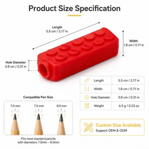 Silicone Soft Toy Building Block Pencil Topper <b>Chewy</b> Sensory Oral Chew Pencil Grips for Autism Anxiety BPA Free Unisex - Product Image 3