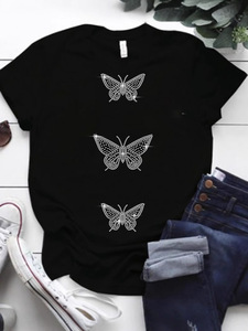 Nouveau T-<span class=keywords><strong>shirt</strong></span> pour fille tendance avec strass surdimensionnés, personnalisez votre logo, strass brillants, T-shirts de luxe pour femmes - Product Image 2