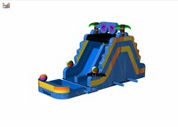 Toboggan aquatique gonflable commercial à double piste avec piscine à jets d'eau et escalier d'accès pour enfants et adultes, idéal pour les entreprises de location