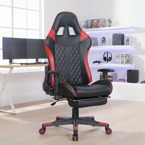 Nouvelle version améliorée, chaise de jeu noire pour ordinateur avec design en éponge haute densité, inclinable, avec LED 5934, chaise de jeu avec LED 5934 593 - Product Image 1