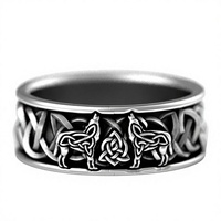 Bague Classique pour Homme Gaovo Viking Skeleton Zircon en Acier Inoxydable Plaqué Or Antique, Style Hip Hop Européen et Américain Tendance