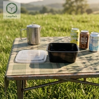 Boîtes à lunch jetables en plastique noir moulé par injection, compatibles micro-ondes, pour salades et aliments pour animaux de compagnie, idéales pour les plats à emporter américains