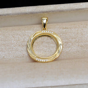 S925 Silver Pendant 14.5mm Marble Pearl DIY Accessories Empty <b>Tray</b> Semi-finished <b>Jewelry</b> Findings & Components Item 5285 - Product Image 4