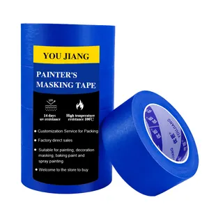 UV Resistance 14 Days Heat Resistance Residue Free Adhesive Automotive Crepe Paper Blue Painters Masking Tape For Car Painting