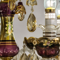 Lustre moderne en verre et cristal, lampe suspendue LED violette, CRI 90 élevé, pour salon, salle à manger, hôtel, vente en gros