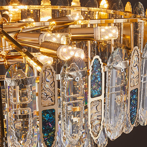 Lustre moderne de luxe en cristal K9 pour salle à manger et chambre à coucher, ampoules LED E14 incluses, luminaire plaqué or à intensité variable - Product Image 3