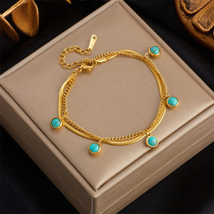Moda Retro luz lujo tridimensional mariposa demonio ojo turquesa colgante Acero inoxidable brazalete joyería de mujer - Product Image 4