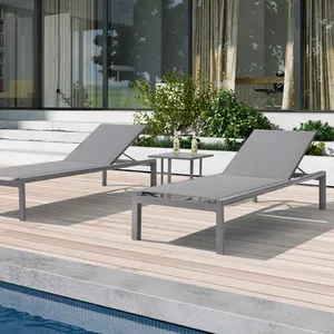 Moderne Aluminium Mesh Grijs Strand Zon Bed Stoel Zwembad Side Lounger Voor 5 Star Hotel