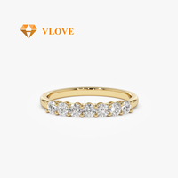 Alliance de mariage en diamant 7 pierres Or massif 14 carats 0,40 ctw Bague de fiançailles éternelle pour homme et femme