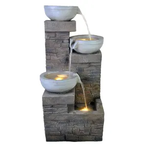 tiers bowls slate polyresin water fountains outdoor garden decoration