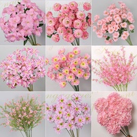 Fleurs artificielles en soie rose pour mariage, fournitures florales faites à la main, tiges individuelles et bouquets pour allée de cérémonie et Saint-Valentin, vente en gros