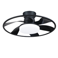 Ventilador de Techo LED de Lujo con Diseño Único, Motor de CC de Perfil Bajo para Dormitorio, Ventilador de Techo Encastrado Estilo Granja para Hoteles